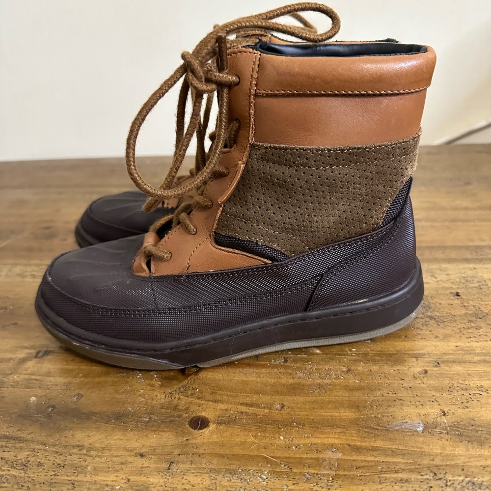 Polo Ralph Lauren Winter Boots Boys 7 Chocolate Tan Leather Boot,size 1
